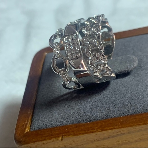 Rhinestones Sparkly 3 in 1 Silver Plate Ring - Picture 6 of 7